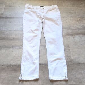 White House Black Market Noir Jeans White Ankle Zipper Pants Cotton Stretch Sz 6